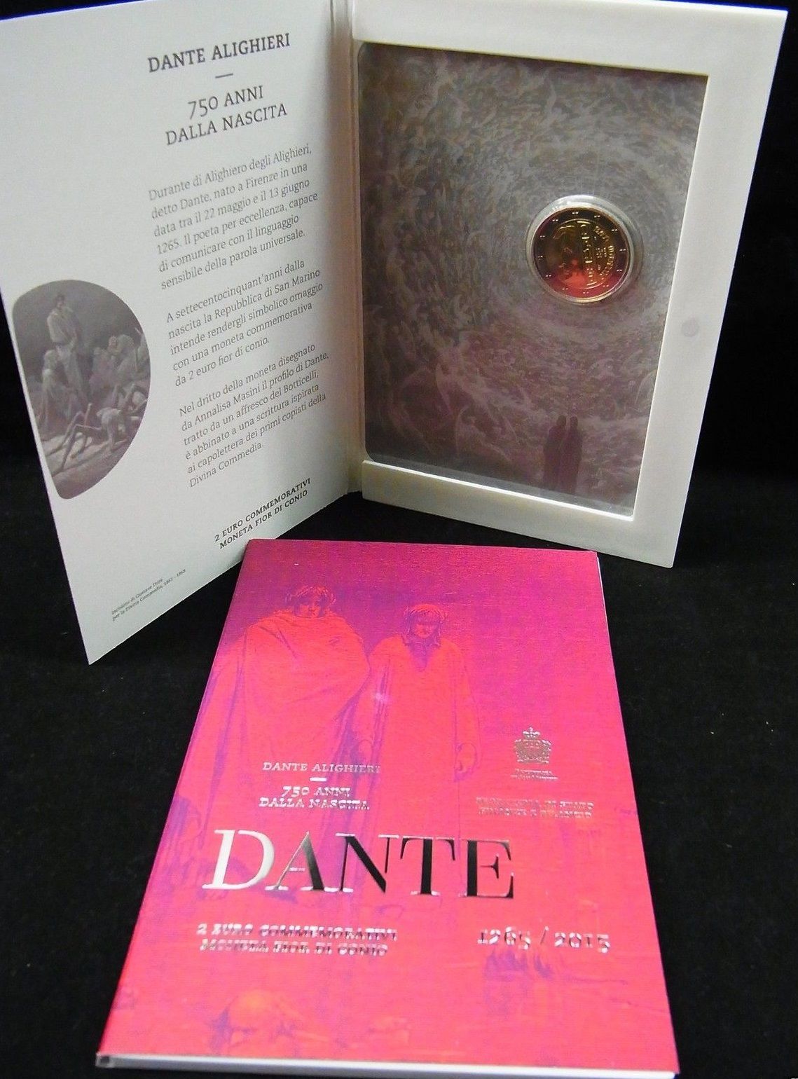 2 euros conmemorativa 750 aniversario del nacimiento de Dante Alighieri